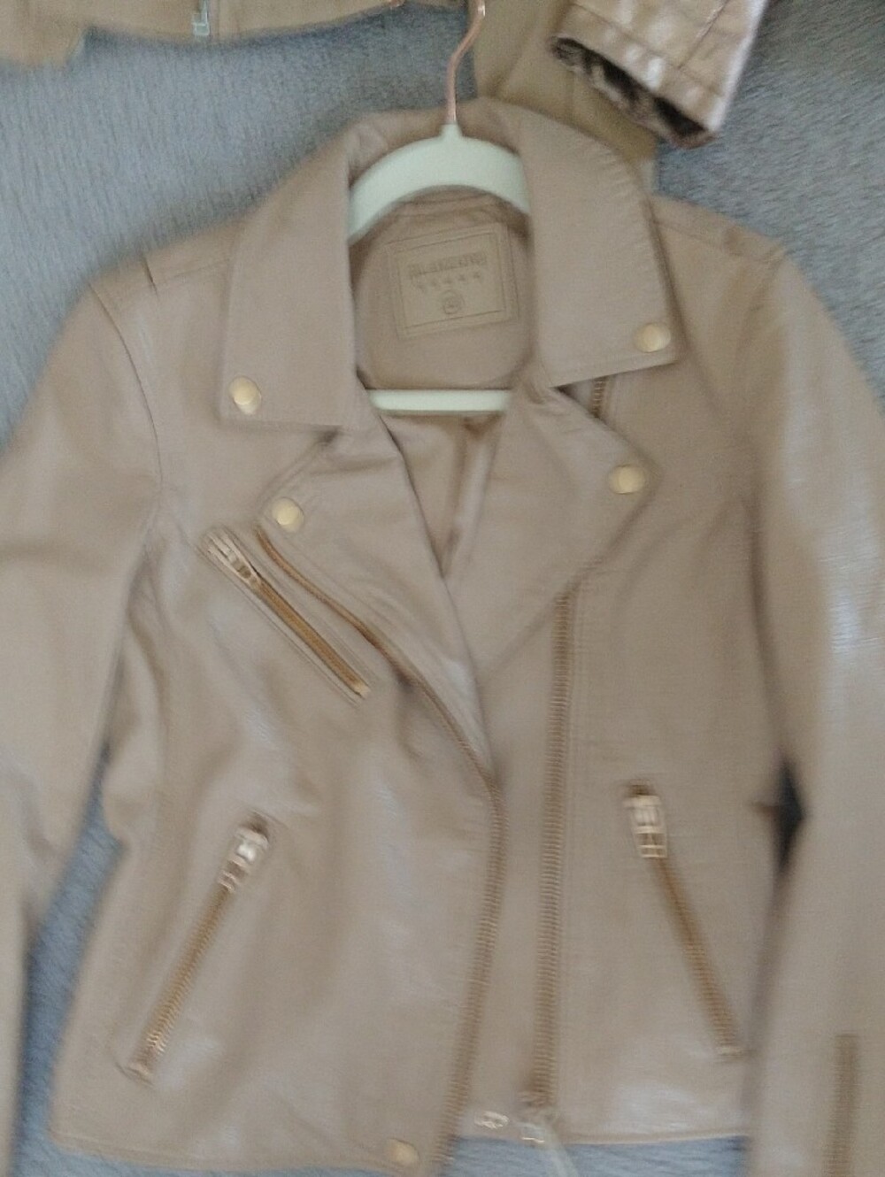 Blank NYC Beige & Metallic Rose Gold Nude Tan Leather Moto Jackets Bundle - Picture 4 of 7